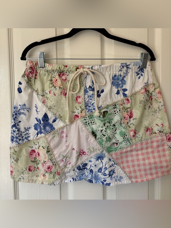 Dresses & Skirts - Cottagecore Patchwork Miniskirt with Drawstring Closure ~ See measurements